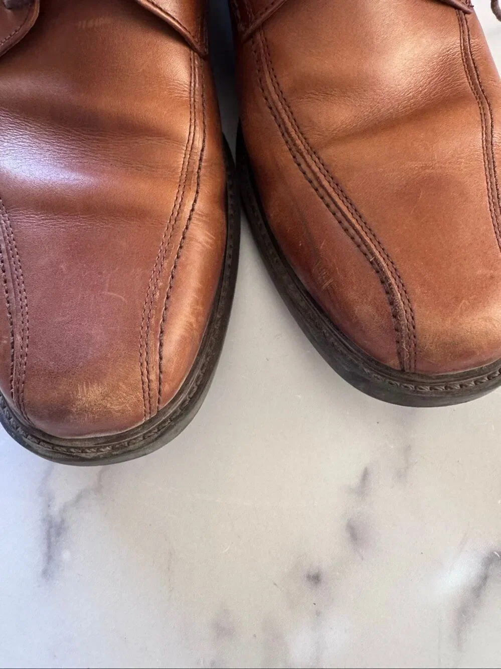 Johnston & Murphy men’s size 11 brown loafers dressy lace up shoes square rounde